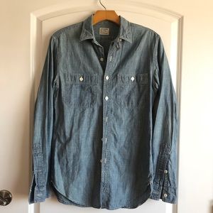 AllSaints Denim Button Down Collared Shirt